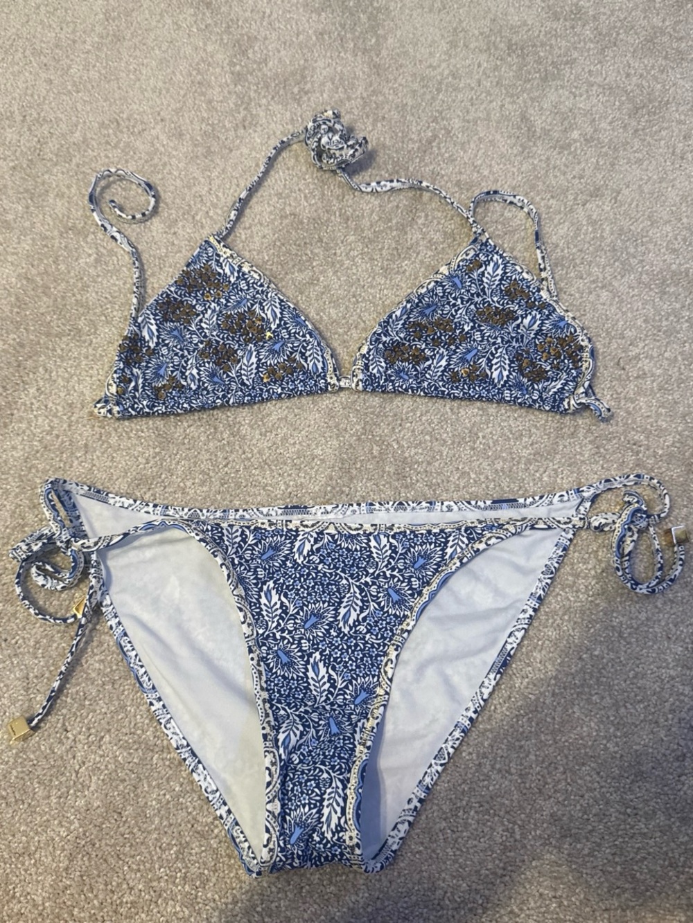 OndadeMar Blue and White Floral String Bikini